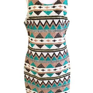 Geometric Patterned Sleeveless Dress